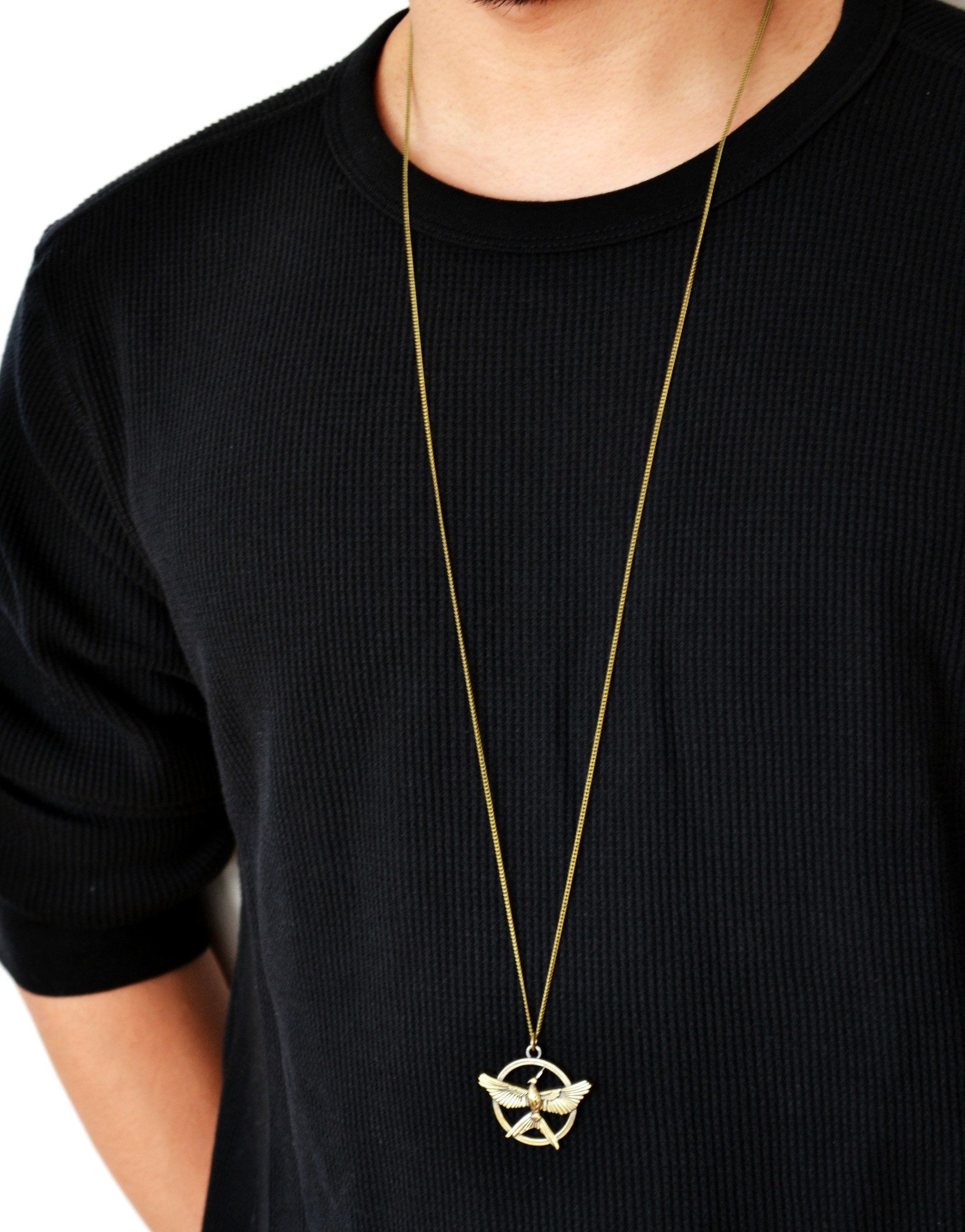 Phoenix Necklace Mens Long Necklace Bronze Chain Mens Etsy