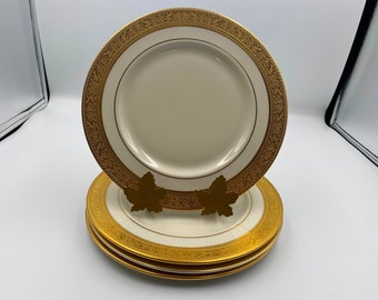 Set of 4 x Lenox WESTCHESTER Gold Presidential Marks Salad Dessert Plates