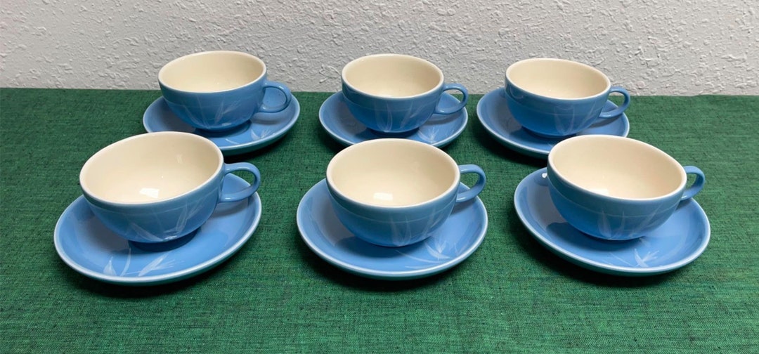 Set of 6 Winfield BLUE PACIFIC Bamboo Cups & Saucers Etsy