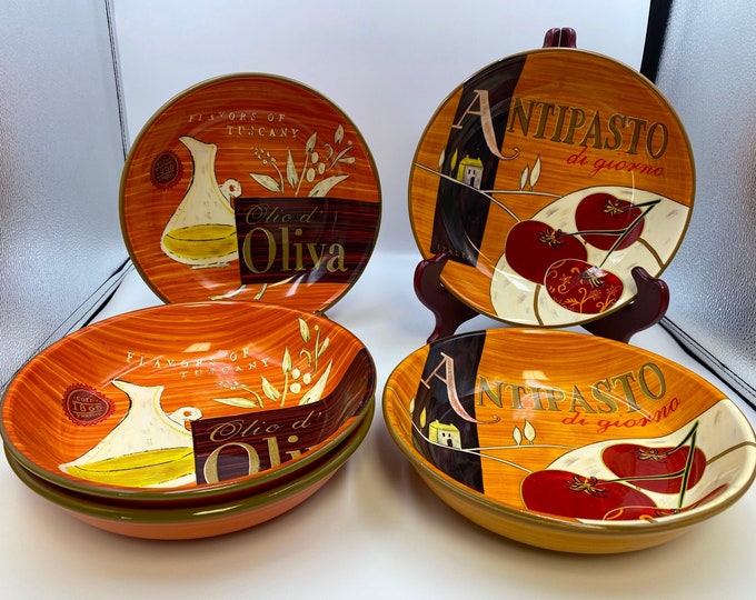 Set of 5 X PIER ONE CUCINA Pasta Bowls Olive Oil & Antipasta Motifs Etsy