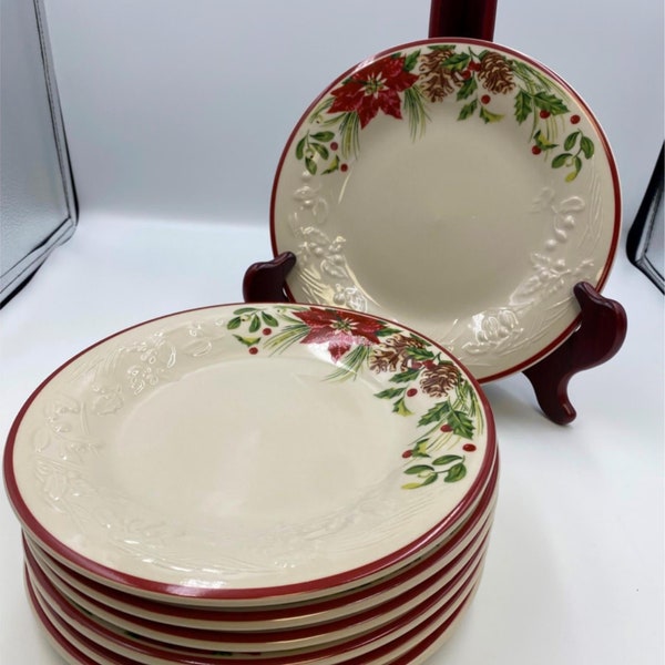 Set of 7 Longaberger NATURE'S GARLAND Luncheon Plates