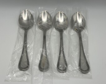 Set of 4 Towle 18/8 Stainless Steel BEADED ANTIQUE Place Spoons