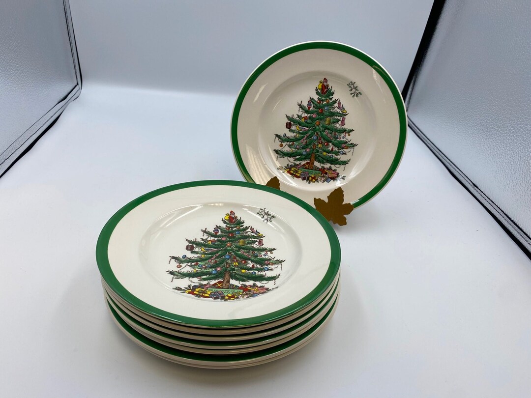 Spode CHRISTMAS TREE Salad Plates Made in England Set of 8 Etsy