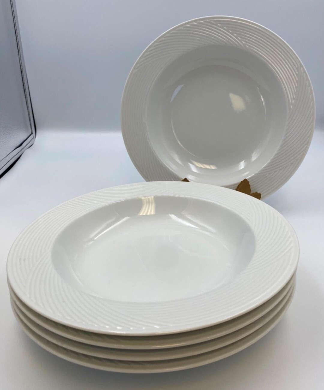 Dansk TAPESTRIES WINTER WHITE Set of 5 Large Rim Soup Bowls Etsy