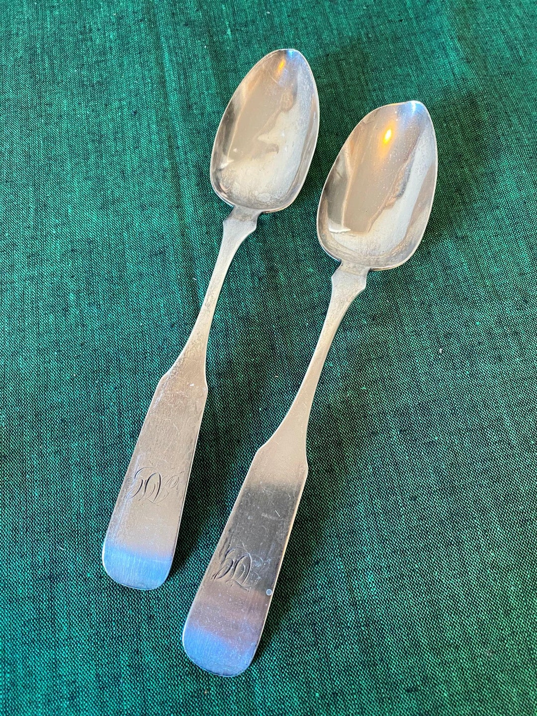 Pair COIN Silver Spoons Early Baltimore Etsy