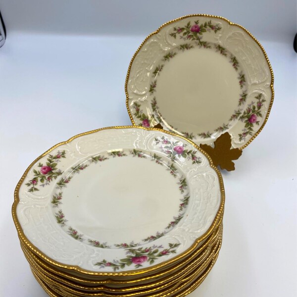 Rosenthal SANSSOUCI Ivory Floral Rose BARBARA Germany Bread Plates set of 9