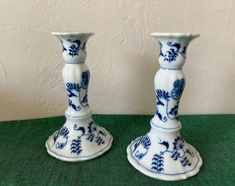 BLUE DANUBE Japan Pair of Candlesticks 6 1/4”