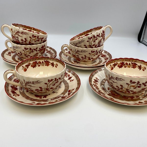 Set of 6 Spode INDIAN TREE Cup & Saucer Sets Made in England