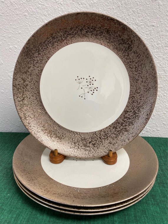 Mid Century Gold Sascha Brastoff Ceramic Plate Bowl