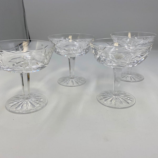 old style Waterford Crystal ASHLING Champagne Sherbet Glasses Set of 4