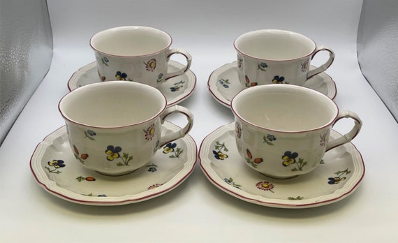 Set of 4 Villeroy & Boch PETITE FLEUR Cups and Saucers 