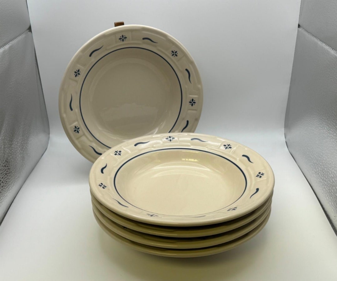 Set of 5 Longaberger WOVEN TRADITIONS Classic Blue Rim Soup Bowls Etsy