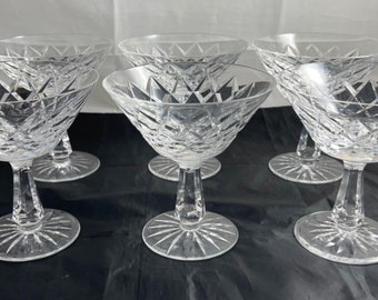 3 WATERFORD TRAMORE CRYSTAL 4.5/" CHAMPAGNE SHERBET STEMWARE FOOTED GLASSES