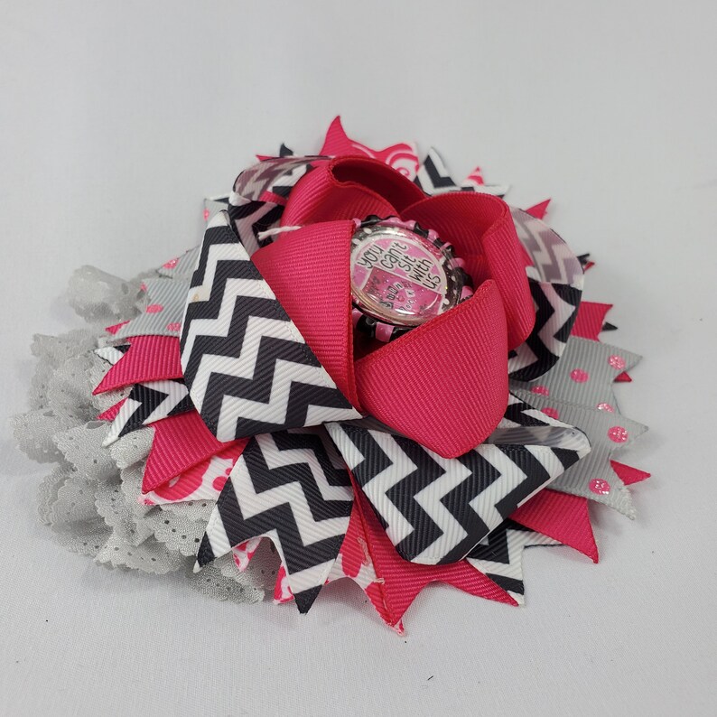 Mean Girls Stacked Boutique Hairbow Burn Book Hairclip Toddler Girl Pink Black Bow You Can/'t Sit With Us