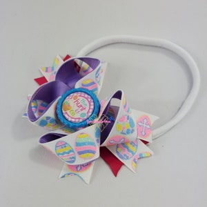 Easter Egg Baby Cross Hairbow Headband Purple Pink Nylon Band Bow For Infants Babies Toddlers
