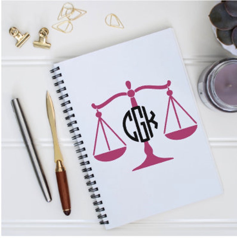 Scales of Justice Monogram Decal Scales of Justice Sticker Etsy