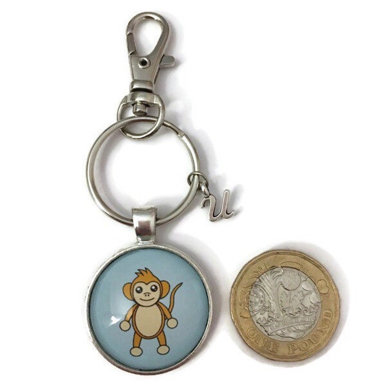 Easter Basket Stuffer Initial Keychain For Girls Monkey Keychain Personalised Keyring Monkey Gifts Girlfriend Birthday Gift For Kids