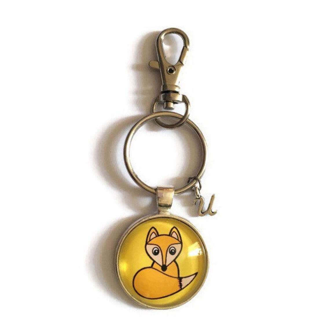 Fox Keychain Charm Fox Keyring Initial Keyring Personalised Etsy