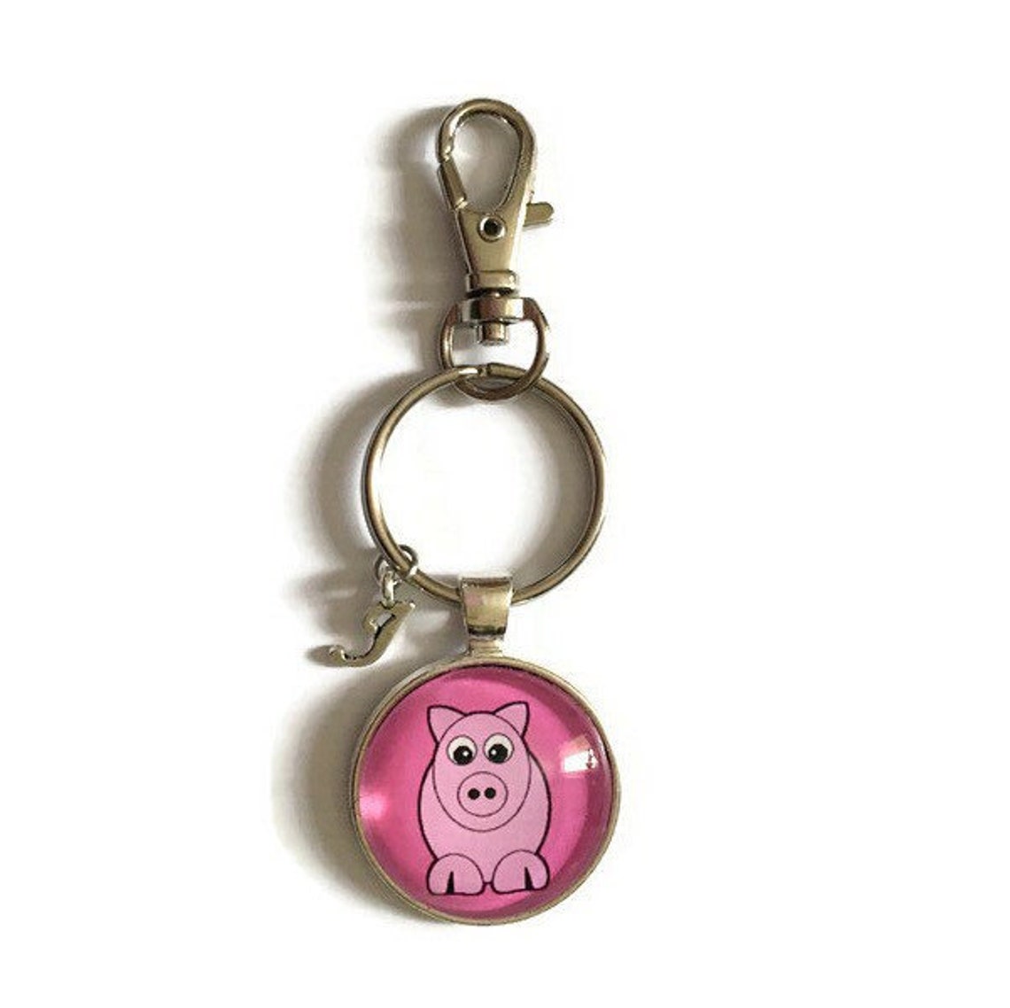 Pig Keyring Pig Keychain Personalised Gift Initial Keyring Etsy