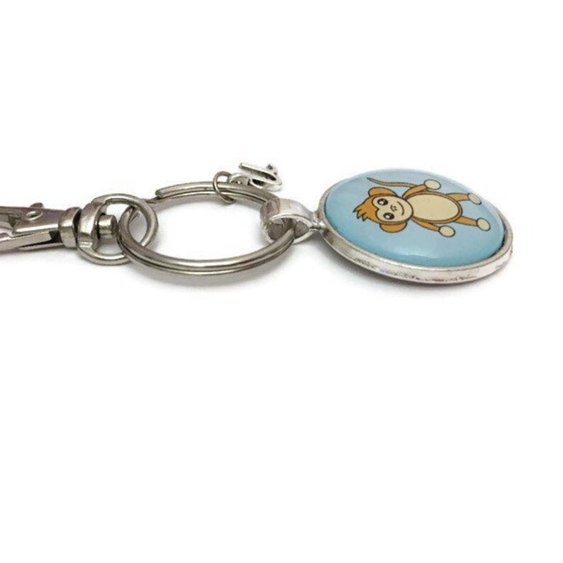 Easter Basket Stuffer Initial Keychain For Girls Monkey Keychain Personalised Keyring Monkey Gifts Girlfriend Birthday Gift For Kids