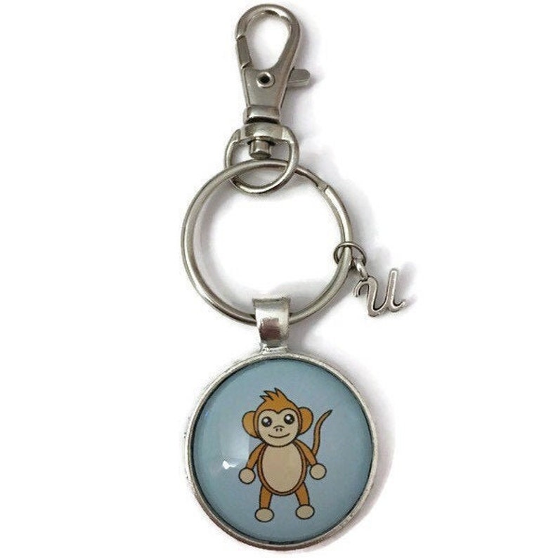 Easter Basket Stuffer Initial Keychain For Girls Monkey Keychain Personalised Keyring Monkey Gifts Girlfriend Birthday Gift For Kids