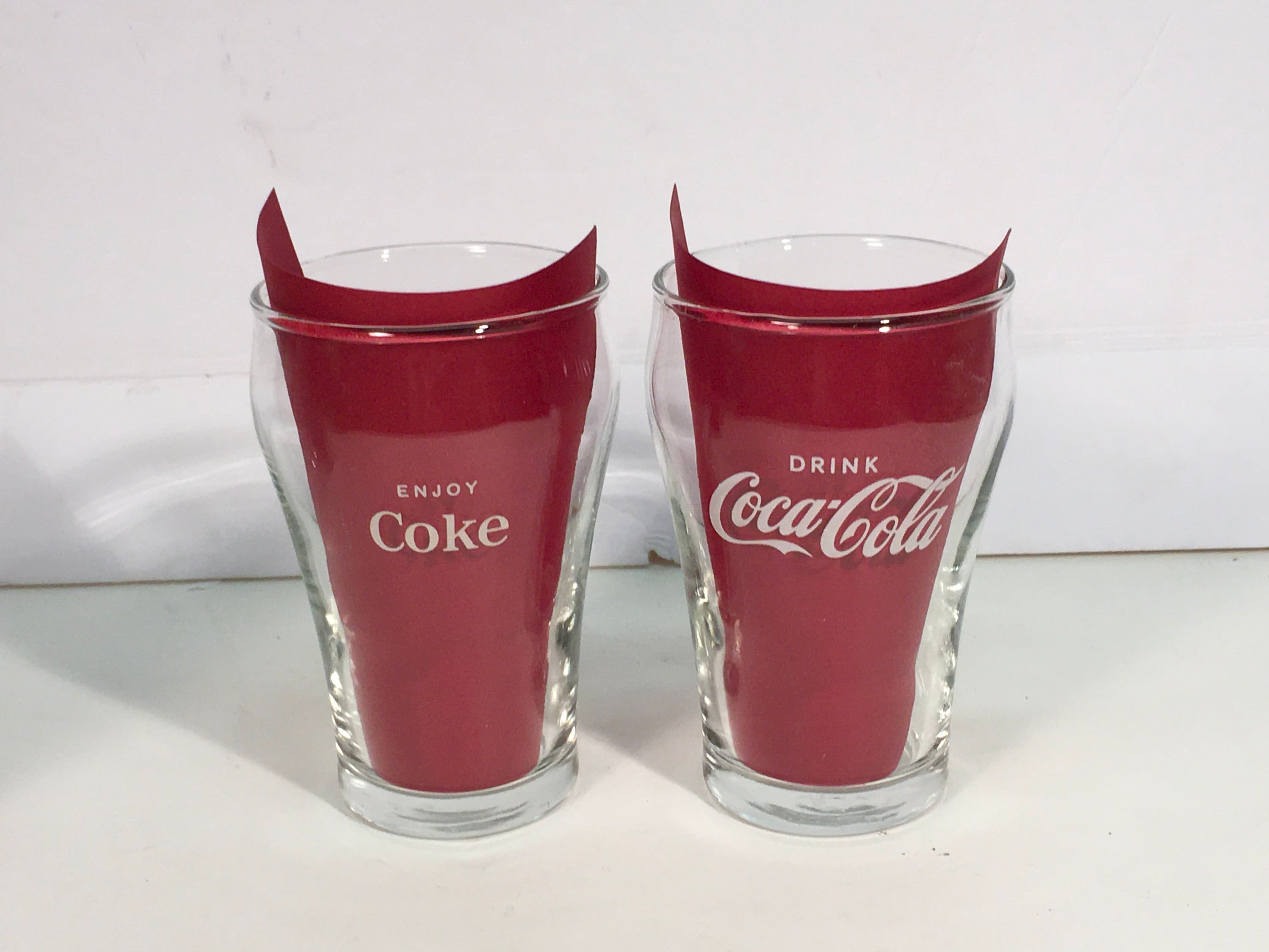 Set of Six Vintage 6 Oz Coca Cola Drinking Glasses Enjoy Coke Collectible Advertising Clear