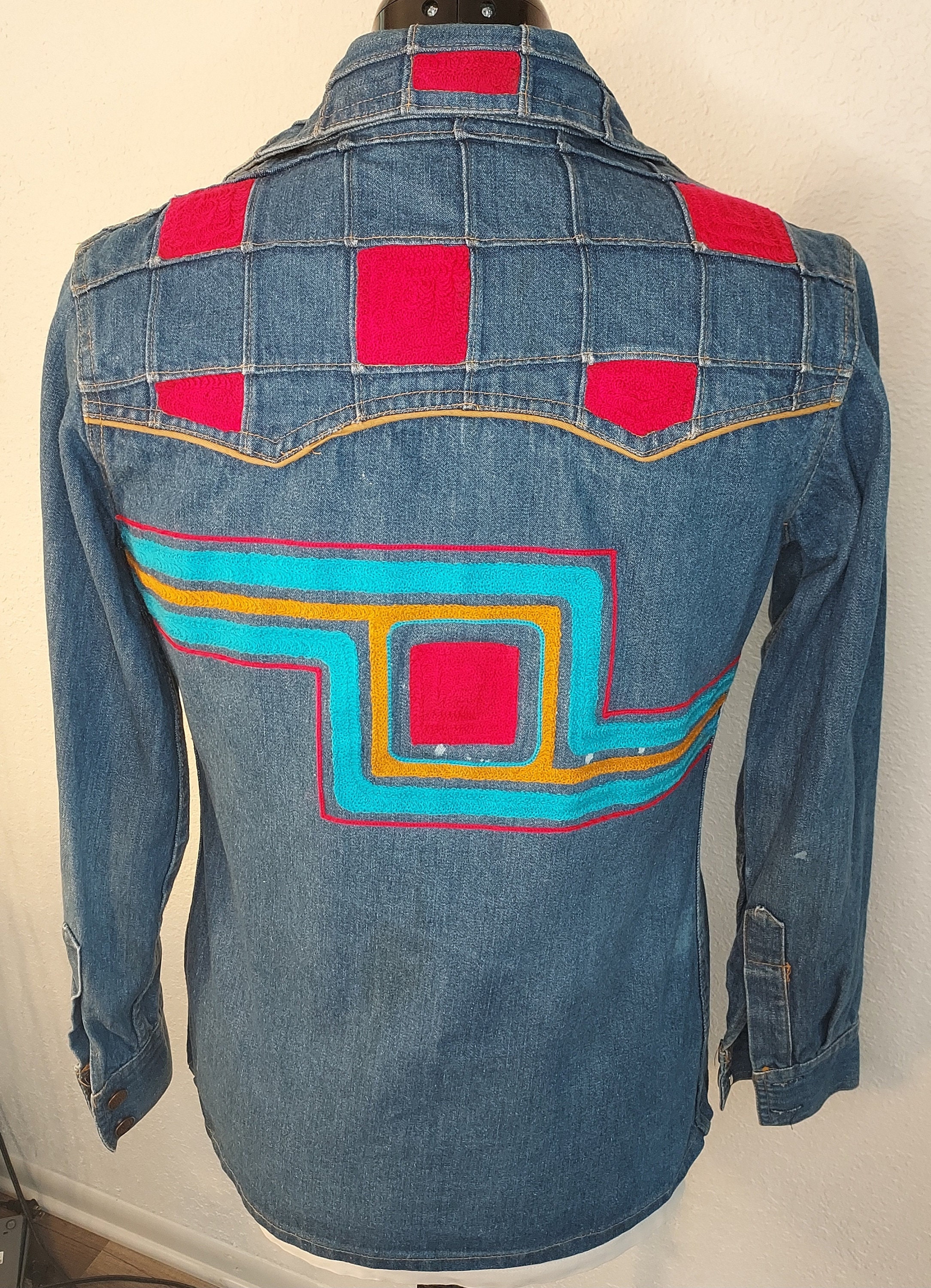 Vintage 60s or 70s Jcpenney Denim Patchwork Shirt Jacket With