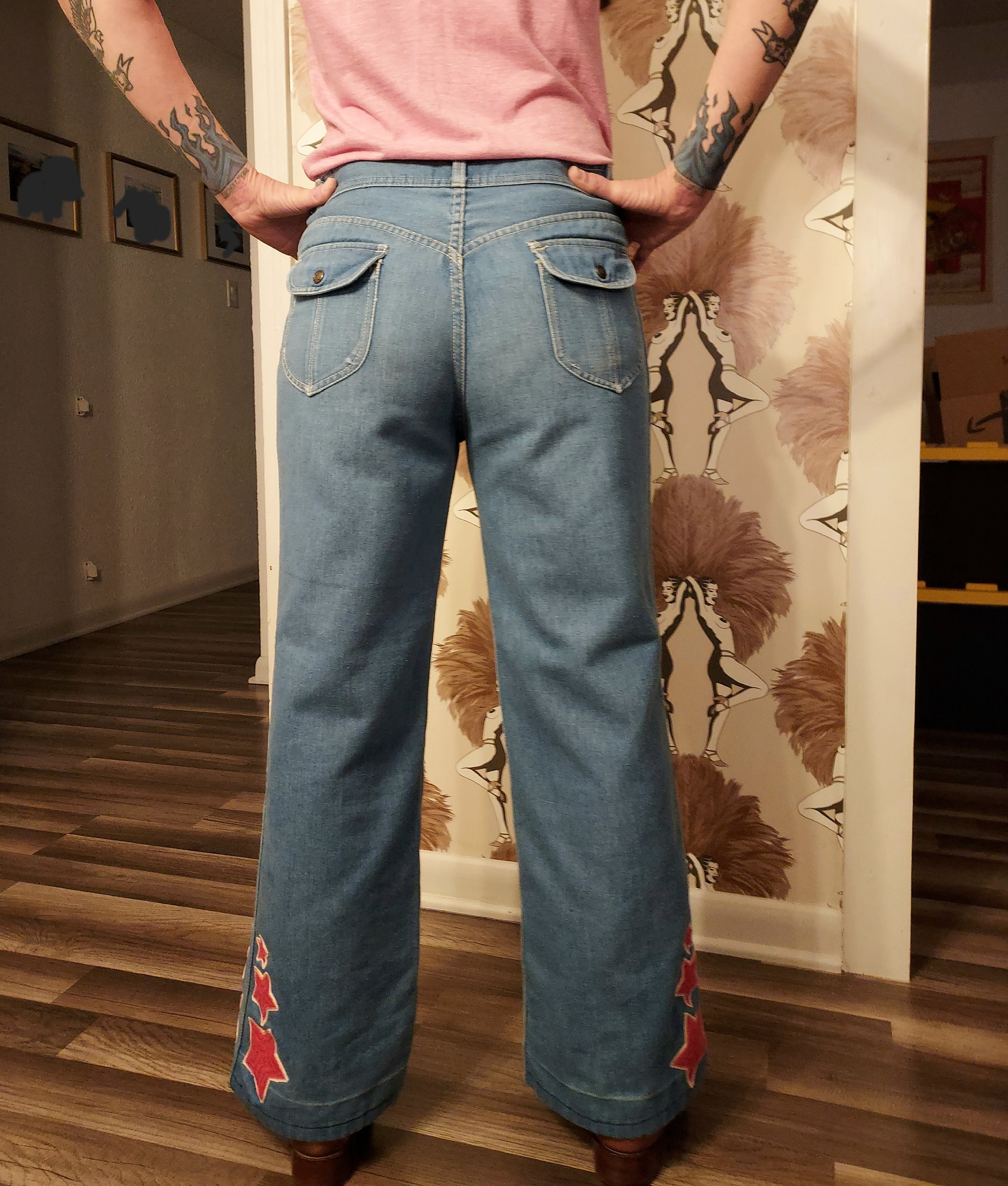 Wide Leg Jeans with Star Diamond Stud Detail main image 1