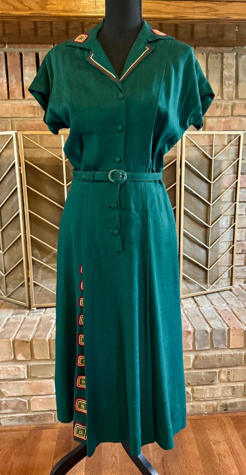1940s Dress Green - Etsy
