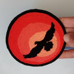 Hawk in Pink Full Sun Chainstitch Embroidered Patch