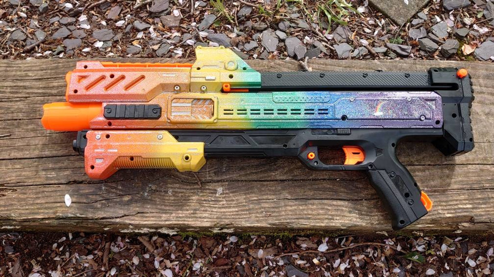 Custom Xshot Orbit Rainbow Glitter foam ball blaster. Etsy