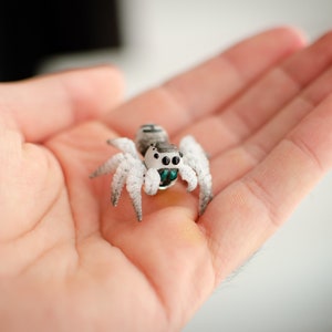 Cute spider pin, jumping spider brooch, realistic figurine, miniature poseable ornament, creepy gift, cute kawaii monster, made to order imagen 5