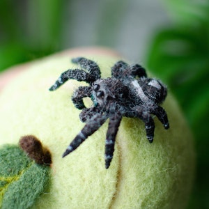 Realistic Black Jumping Spider Figurine: Poseable Miniature Toy