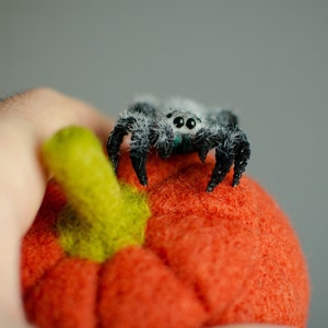 Realistic Jumping Spider Figurine: Poseable Miniature Sculpture