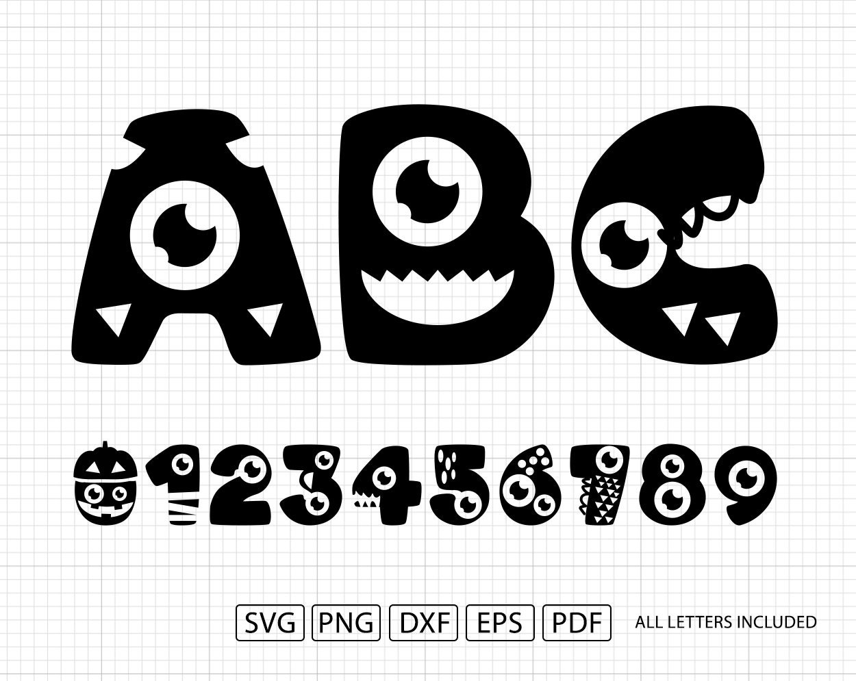 Complete Alphabet Lore Bundle Uppercase Lowercase & Number EPS SVG