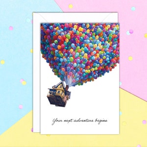 Up Your Next Adventure Begins New Home Carte de vœux avec enveloppe blanche