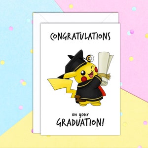 Pikachu Congratulations On Your Graduation A5 Graduation Greeting card with white envelope