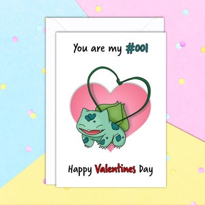 You Are My Number 001 Bulbasaur A5 Valentines Day Greeting card with white envelope
