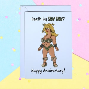 Death By Snu Snu A5 Anniversary/birthday Carte de vœux avec enveloppe blanche