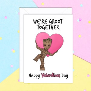 We're Groot Together A5 Valentines Day Greeting card with white envelope