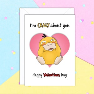I'm Crazy About You Psyduck A5 Valentines Day Greeting card with white envelope