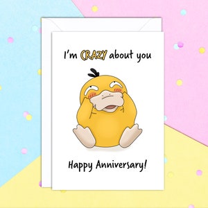 I&#39;m verrückt nach dir Psyduck Grußkarte A5 Jubiläum/Geburtstag Grußkarte mit weißem Umschlag