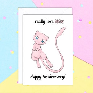 I Really Love Mew A5 Anniversary/birthday Greeting card with white envelope
