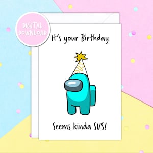 Onder ons Sus A5 Happy Birthday wenskaart ALLEEN DIGITALE DOWNLOAD