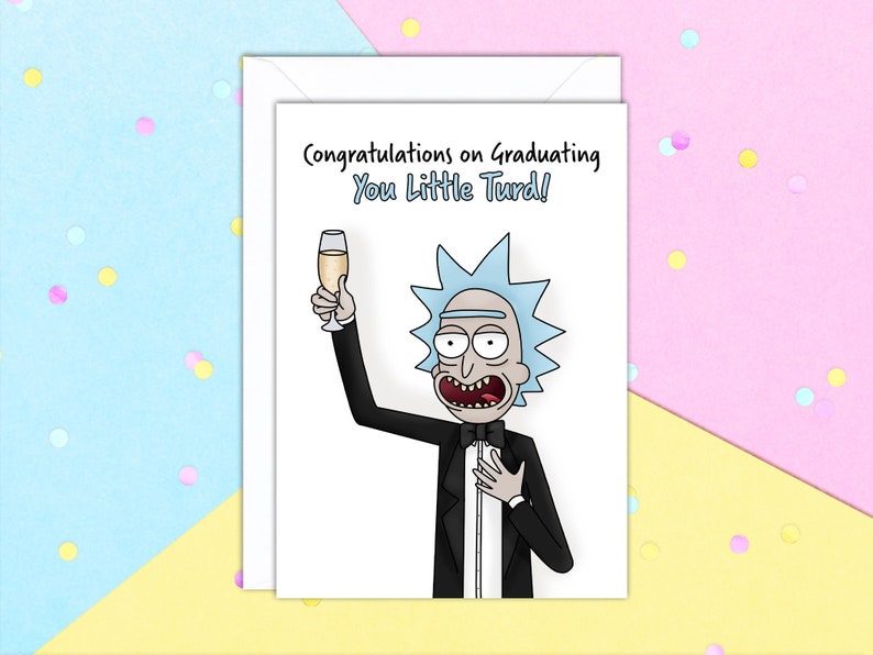 Congratulations On Graduating You Little Turd A5 Graduation Greeting card with white envelope image 1