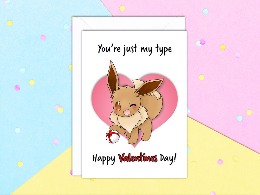 You're Just My Type Eevee Pokemon A5 Valentines Day Greeting Card With  White Envelope - Etsy