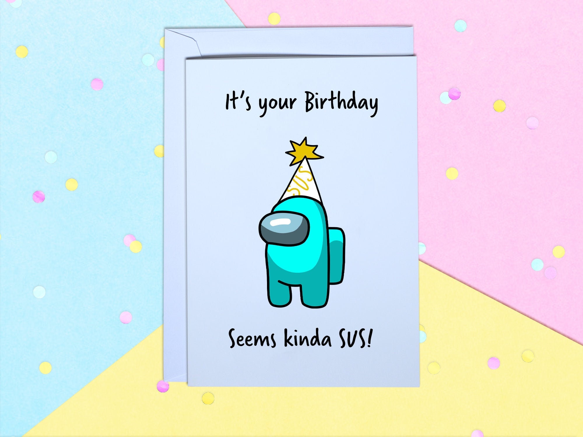 Among Us Sus A5 Happy Birthday Greeting Card With White Etsy Uk