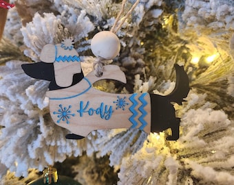 Dachshund Christmas Ornament: Walnut Weenie Dog in Sweater