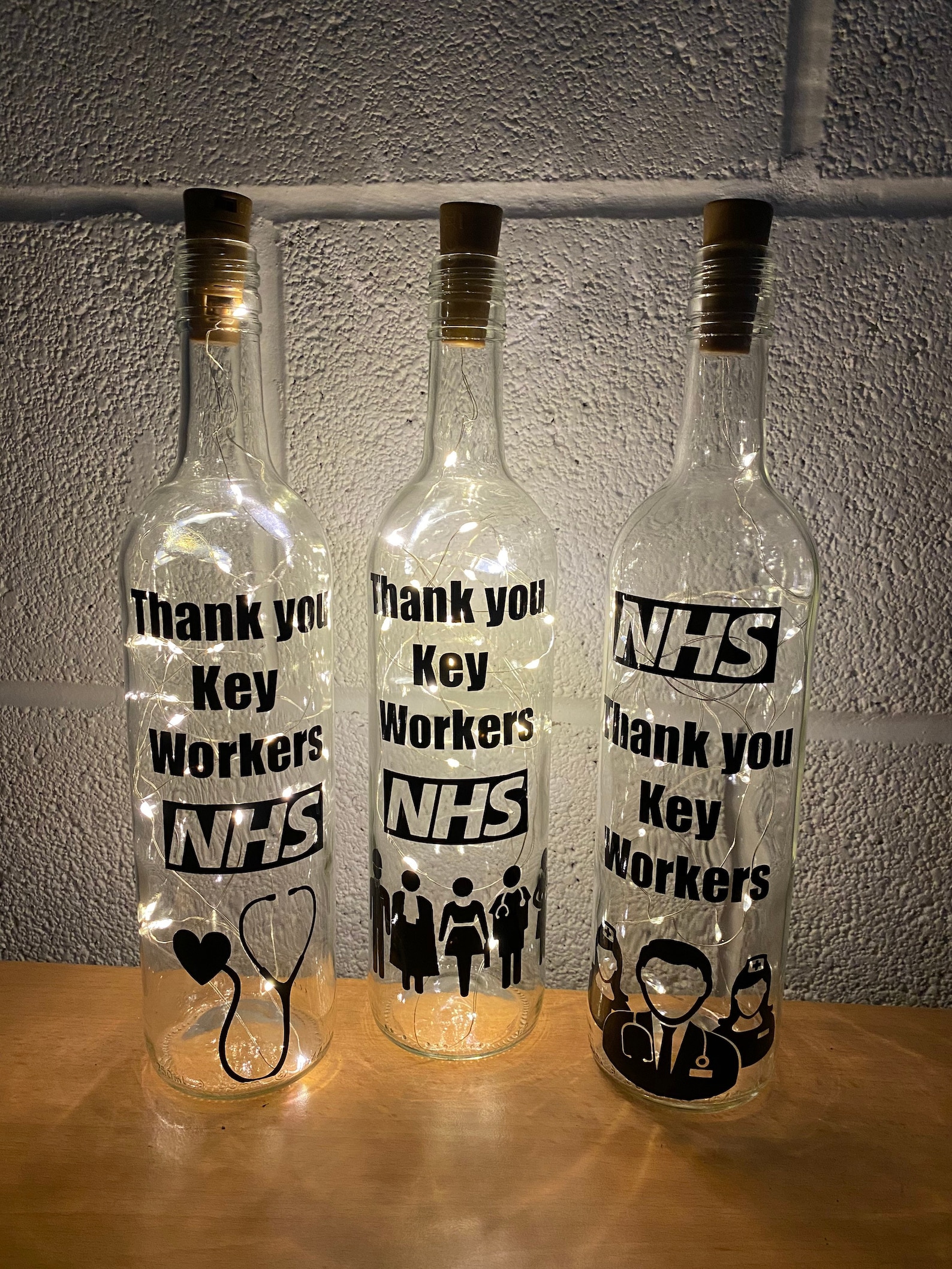 NHS Key Workers Thank You Light up Bottle Gift Unique Nurse Etsy