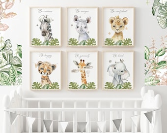 Animal Nursery Prints printable, Set of 6 Printable Baby Animal Posters with caption, DECOR for baby nursery